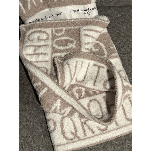 Cupcakes and Cashmere Beige Cream ABC Alphabet Baby Blanket Unisex Soft Cozy New - Picture 5 of 6